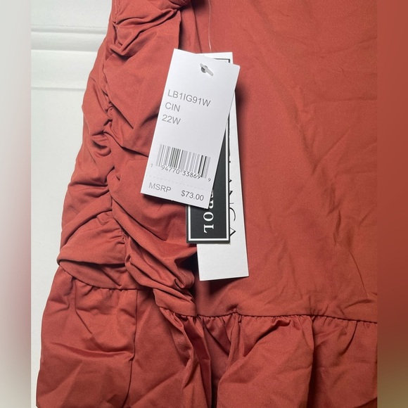 La Blanca Plus Swim Skirt Size 18 Cinnamon Brown Ruched Ruffle Tummy Co… - Picture 5 of 12